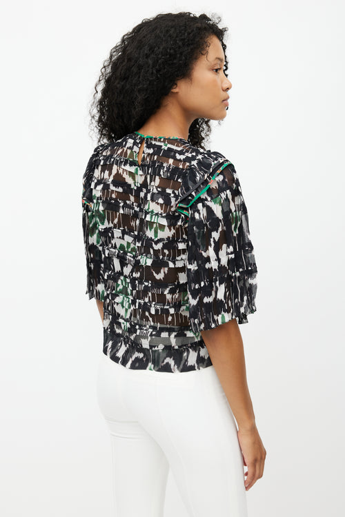 Isabel Marant Black & Multicolour Pleated Top