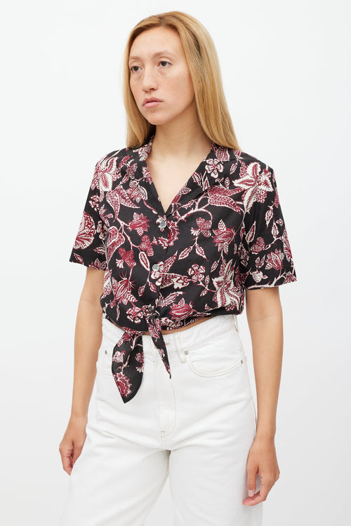 Isabel Marant Black & Red Floral Neel Tie Shirt