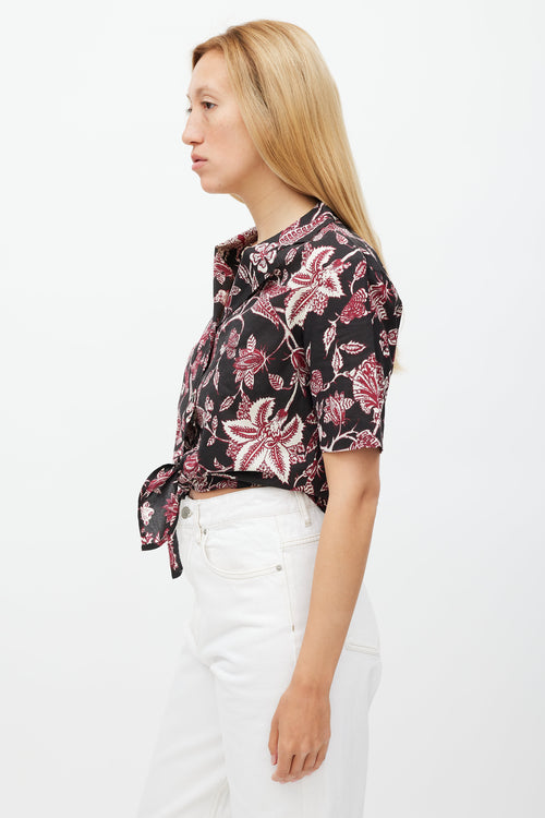 Isabel Marant Black & Red Floral Neel Tie Shirt