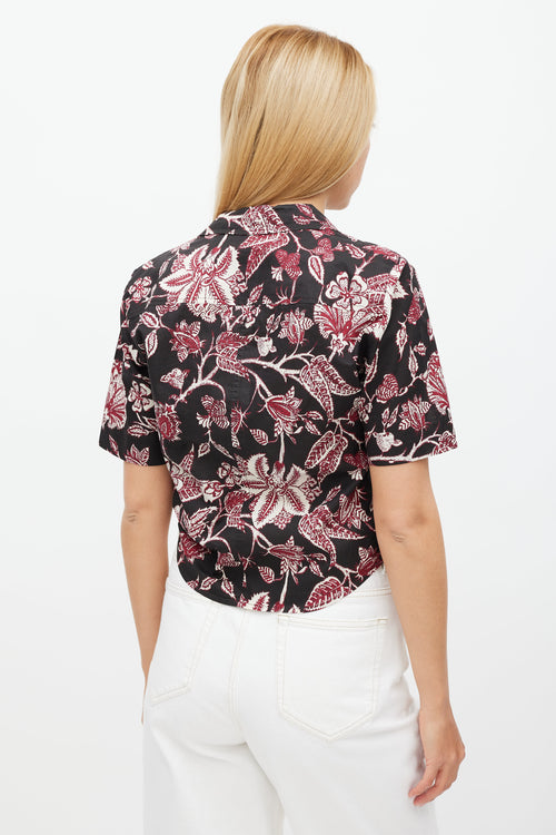 Isabel Marant Black & Red Floral Neel Tie Shirt