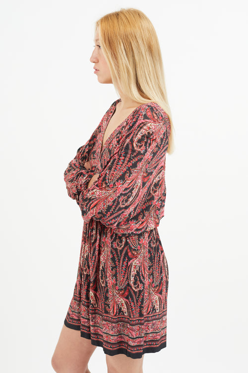 Isabel Marant Red & Black Paisley Print Dress