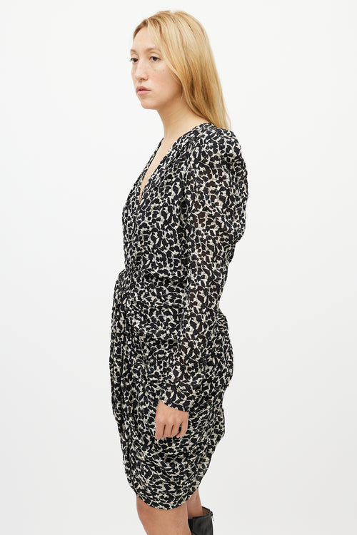 Isabel Marant Black & White Floral Ruffled Dress