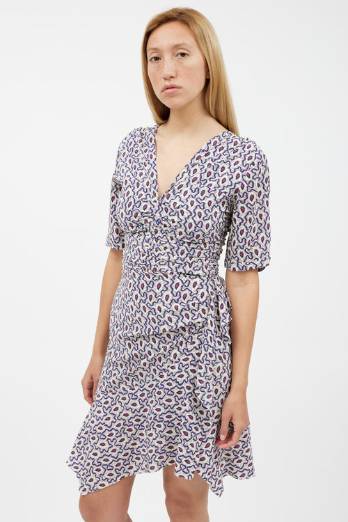 Isabel Marant Blue & Multicolour Feather Silk Dress