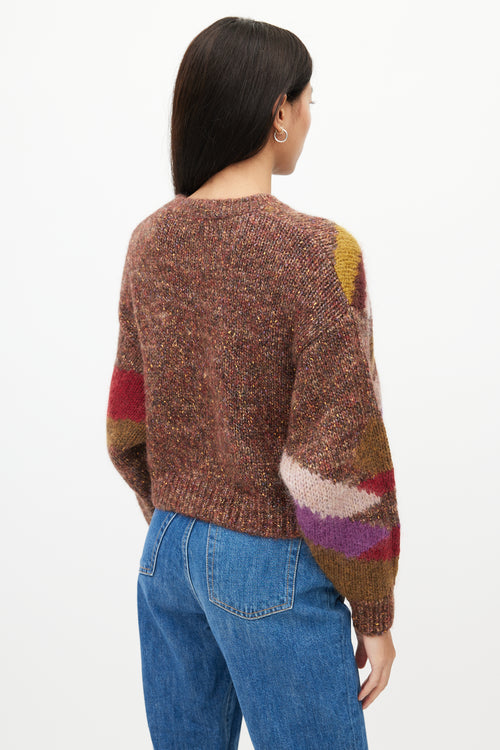 Isabel Marant Brown & Multi Knit Cropped Sweater