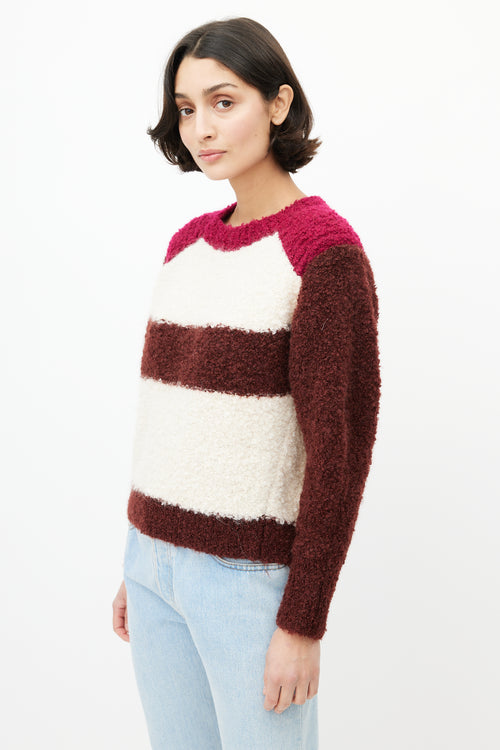 Isabel Marant Cream & Burgundy Striped Mohair Sweater