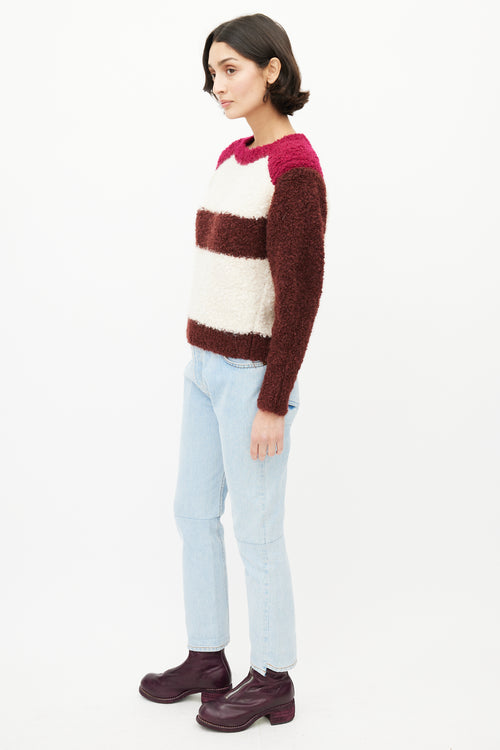 Isabel Marant Cream & Burgundy Striped Mohair Sweater