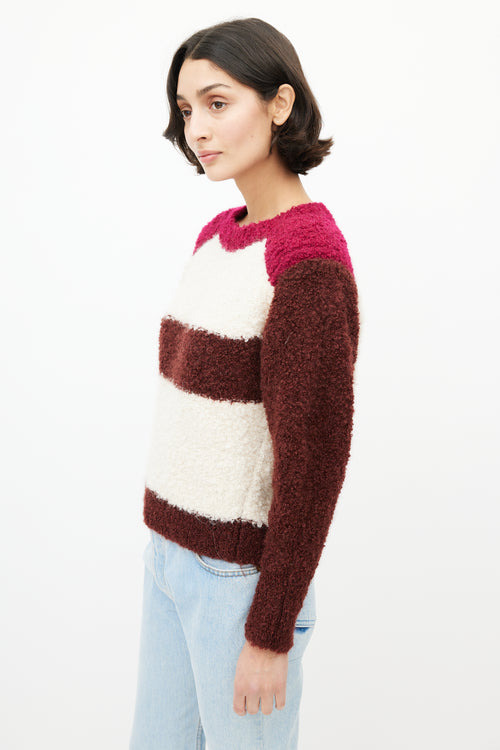 Isabel Marant Cream & Burgundy Striped Mohair Sweater