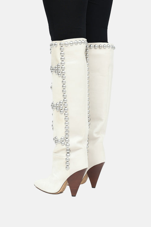Isabel Marant Leather Studded Knee High Boot