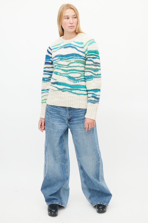Isabel Marant Étoile Beige & Blue Loose Knit Sweater