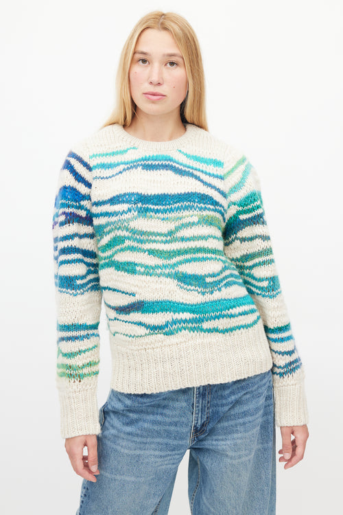 Isabel Marant Étoile Beige & Blue Loose Knit Sweater