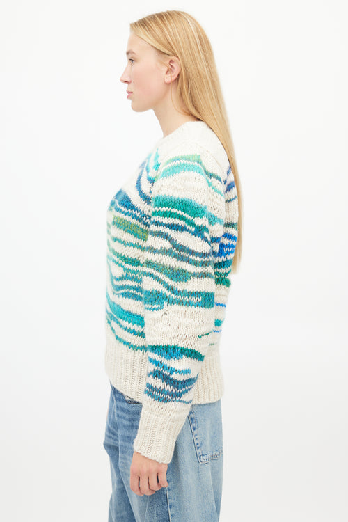 Isabel Marant Étoile Beige & Blue Loose Knit Sweater