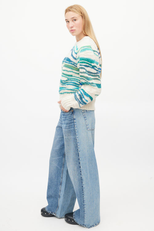 Isabel Marant Étoile Beige & Blue Loose Knit Sweater
