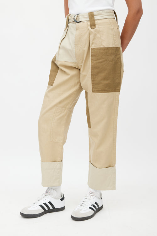 Isabel Marant Étoile Beige & Multicolour Patched Belted Trouser