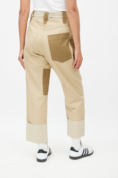 Isabel Marant Étoile Beige & Multicolour Patched Belted Trouser