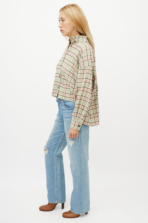 Isabel Marant Étoile Green & Pink Plaid Shirt