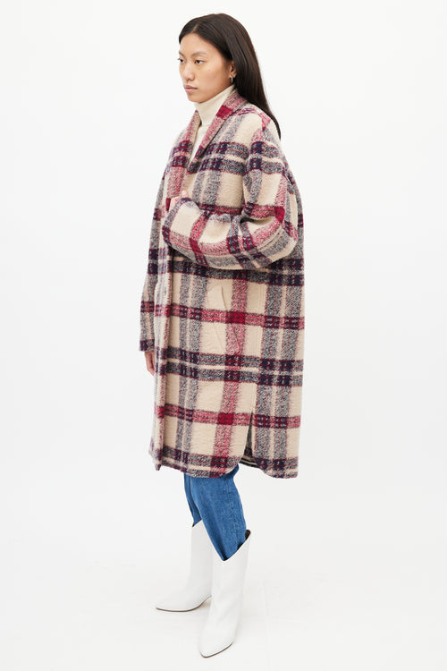 Isabel Marant Étoile Beige & Purple Check Gabriel Coat