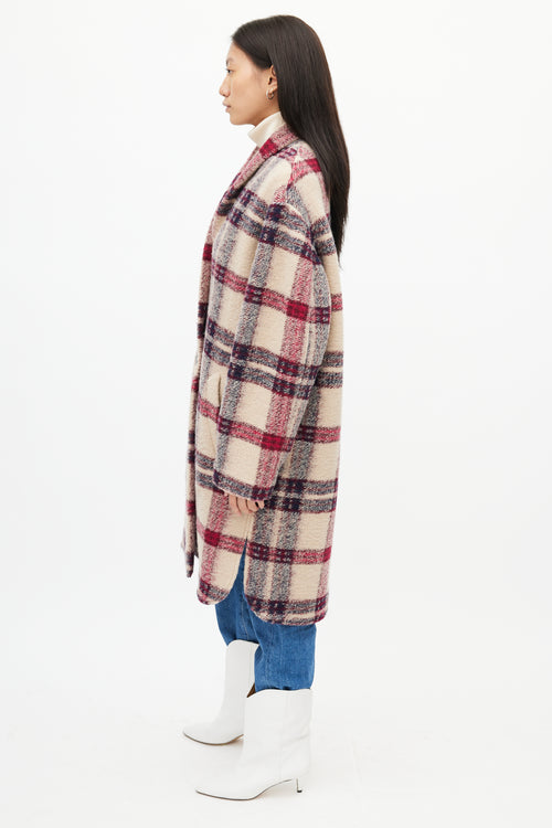 Isabel Marant Étoile Beige & Purple Check Gabriel Coat