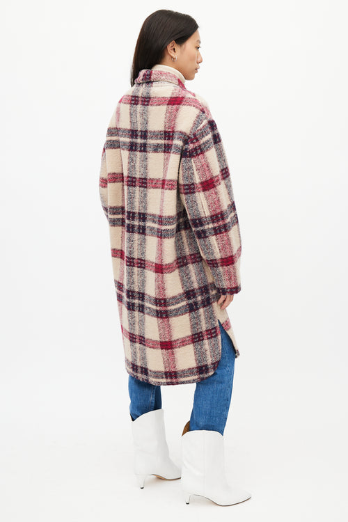 Isabel Marant Étoile Beige & Purple Check Gabriel Coat