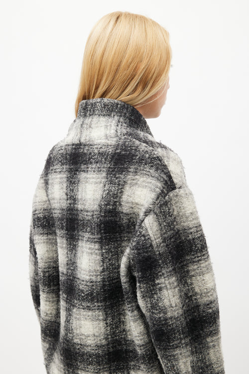 Isabel Marant Étoile Black & White Plaid Wool Coat