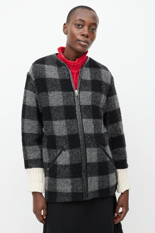 Isabel Marant Étoile Black & Grey Plaid Wool Light Jacket