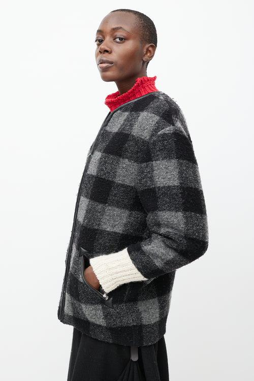 Isabel Marant Étoile Black & Grey Plaid Wool Light Jacket