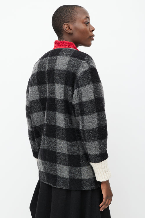 Isabel Marant Étoile Black & Grey Plaid Wool Light Jacket