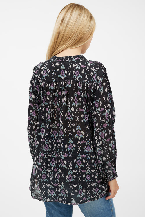 Isabel Marant Étoile Black & Purple Pattern Top