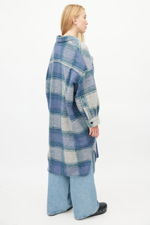 Isabel Marant Étoile Blue & Grey Plaid Button Up Shacket