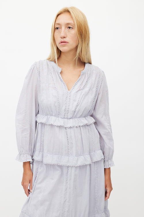 Isabel Marant Étoile Blue Tiered Embroidered Dress