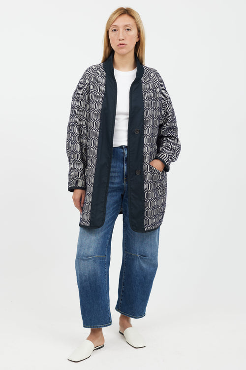 Isabel Marant Étoile Blue & White Gemotric Print Jacket