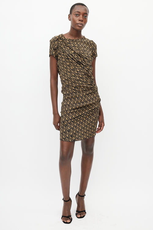 Isabel Marant Étoile Brown & Black Gathered Silk Dress