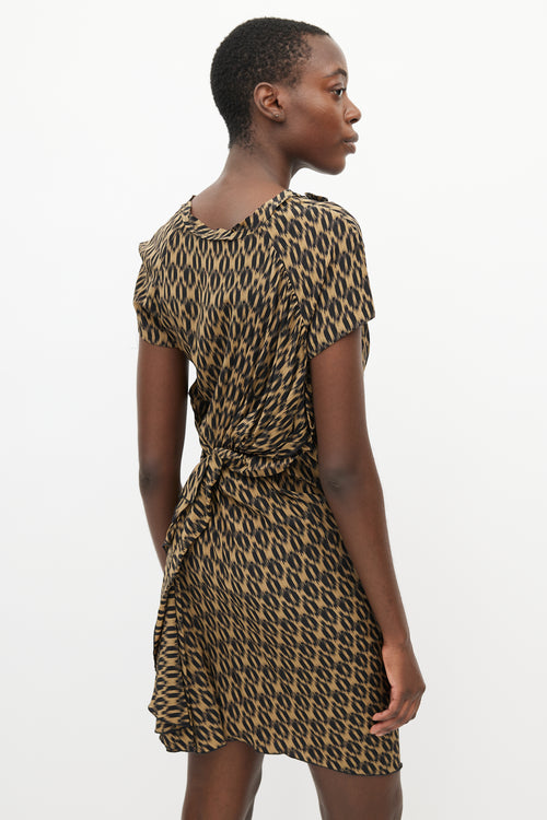Isabel Marant Étoile Brown & Black Gathered Silk Dress