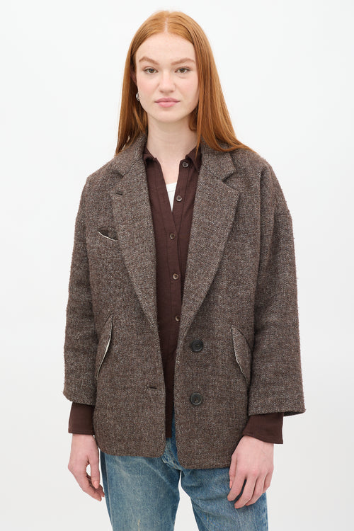 Isabel Marant Étoile Brown & Cream Wool Blazer