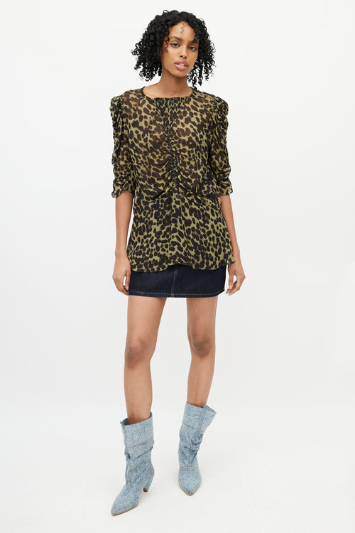 Isabel Marant Étoile Green & Black Ruched Top