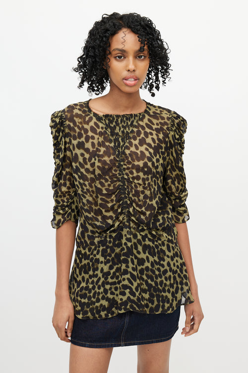 Isabel Marant Étoile Green & Black Ruched Top