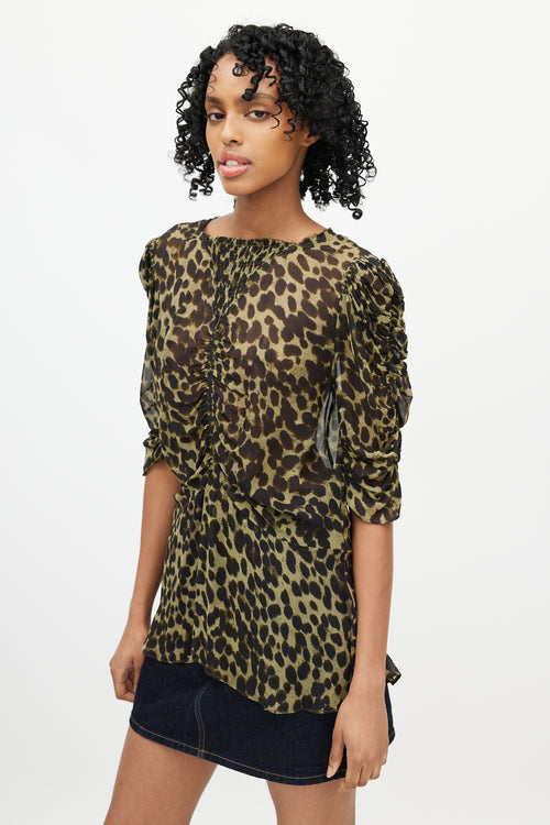Isabel Marant Étoile Green & Black Ruched Top