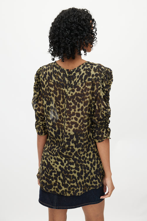 Isabel Marant Étoile Green & Black Ruched Top