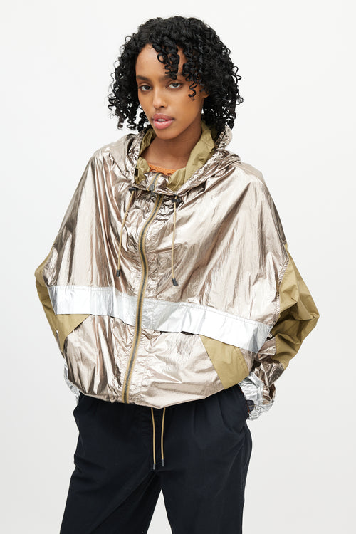 Isabel Marant Étoile Green & Gold Metallic Hooded Jacket