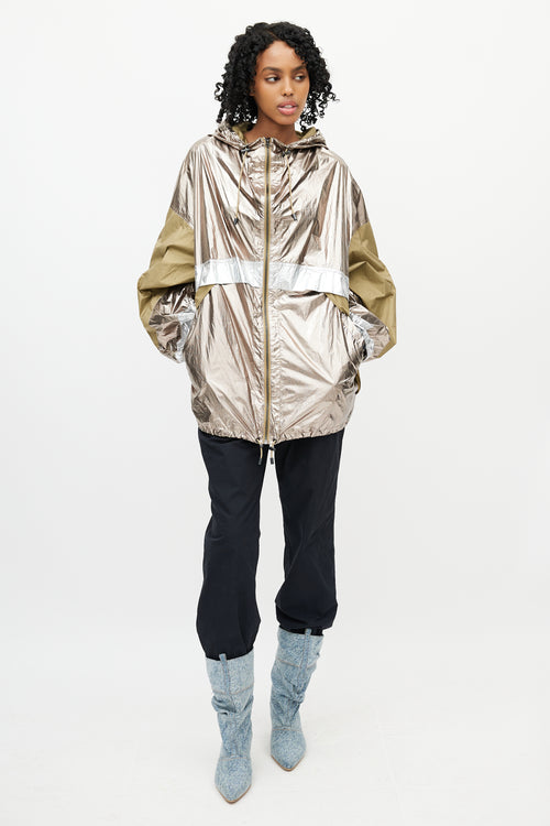 Isabel Marant Étoile Green & Gold Metallic Hooded Jacket
