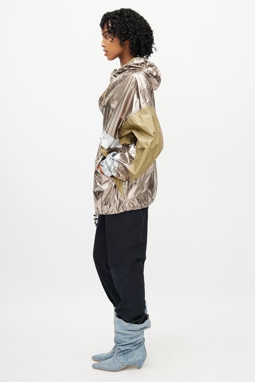 Isabel Marant Étoile Green & Gold Metallic Hooded Jacket