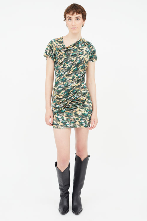 Isabel Marant Étoile Green & Multi Floral Ruched Dress