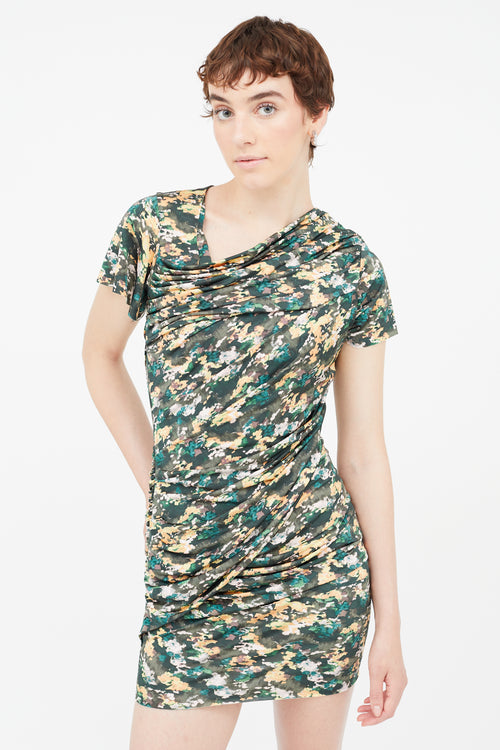 Isabel Marant Étoile Green & Multi Floral Ruched Dress