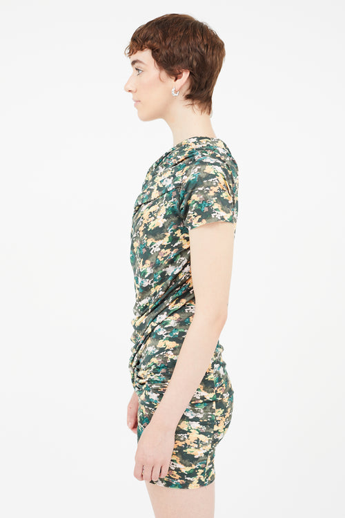 Isabel Marant Étoile Green & Multi Floral Ruched Dress