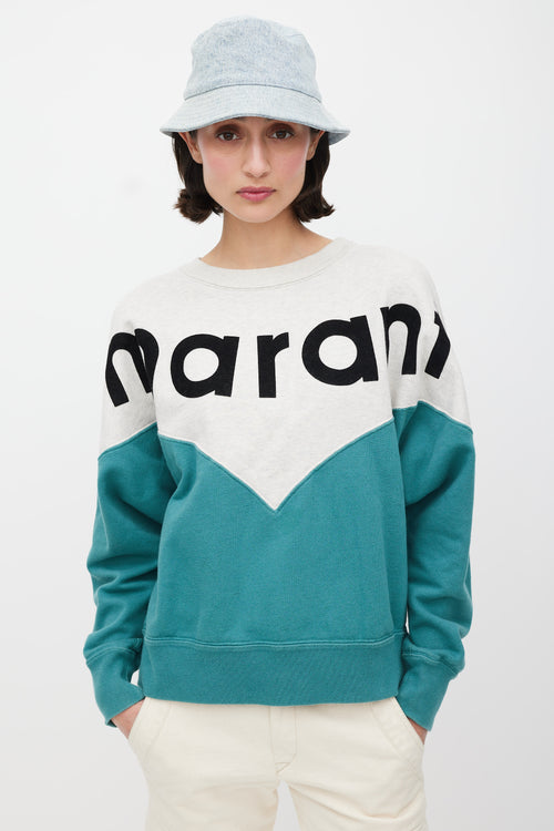 Isabel Marant Étoile Green & Multicolour Logo Sweatshirt
