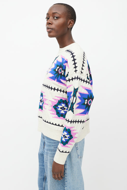 Isabel Marant Étoile Cream & Multicolour Crewneck  Sweater
