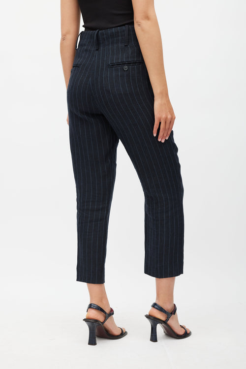 Isabel Marant Étoile Navy & Grey Pinstripe Linen Trouser