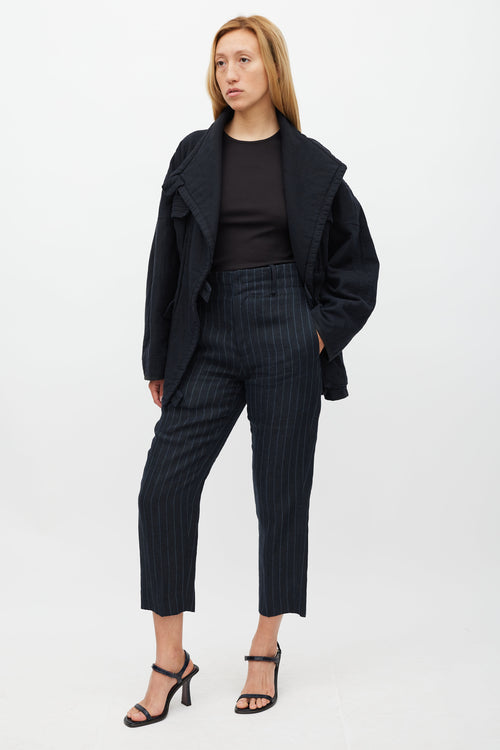 Isabel Marant Étoile Navy & Grey Pinstripe Linen Trouser