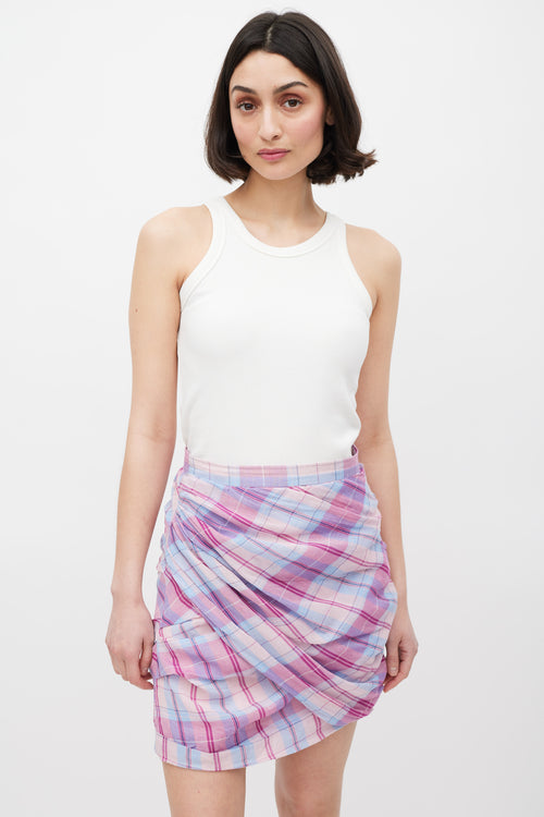 Isabel Marant Étoile Pink & Light Blue Plaid Birdy Skirt