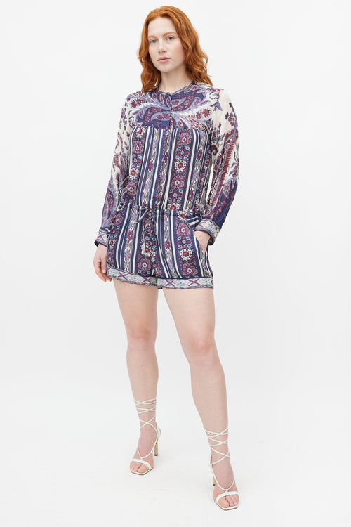 Isabel Marant Étoile Purple & Multicolour Print Longsleeve Romper