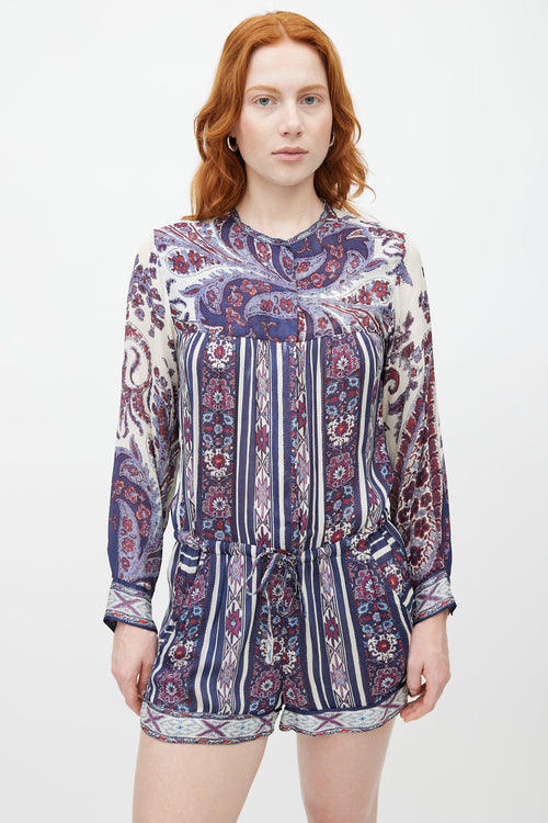 Isabel Marant Étoile Purple & Multicolour Print Longsleeve Romper